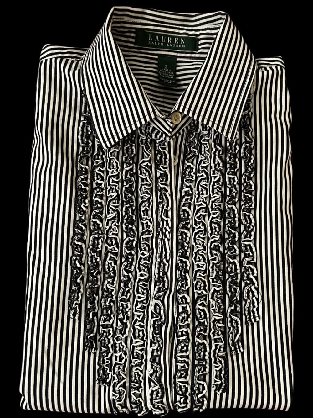 RALPH LAUREN SLEEVELESS WORK ELEGANT DRESS SHIRT BLUE STRIPES SIZE 2 NWOT